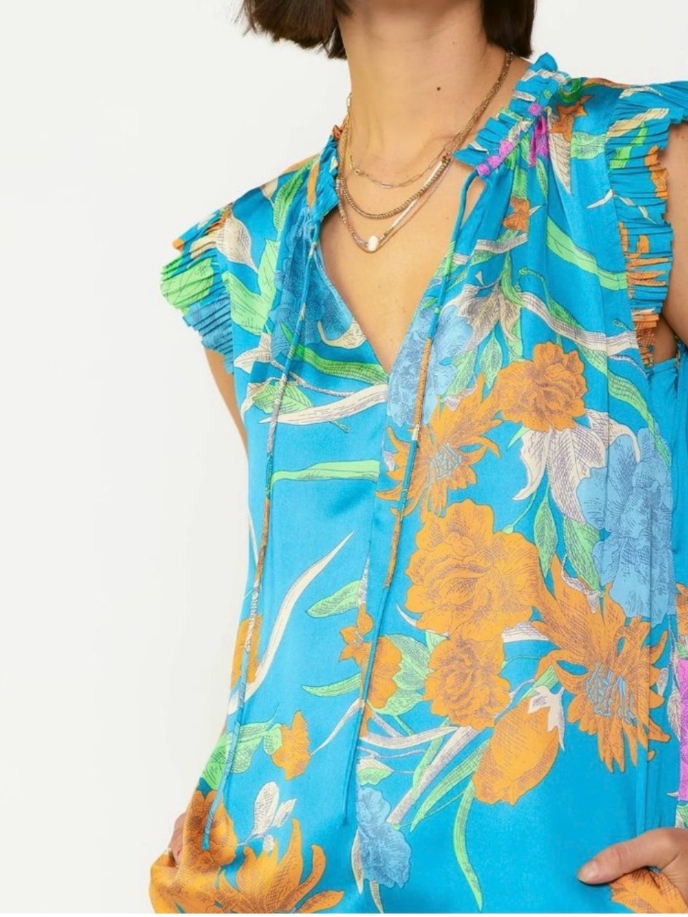 Anthropologie Current Air Turquoise Floral Blouse